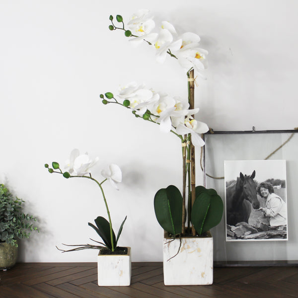 Marble Potted Artificial Orchid - 2 Sizes (6575118745680)