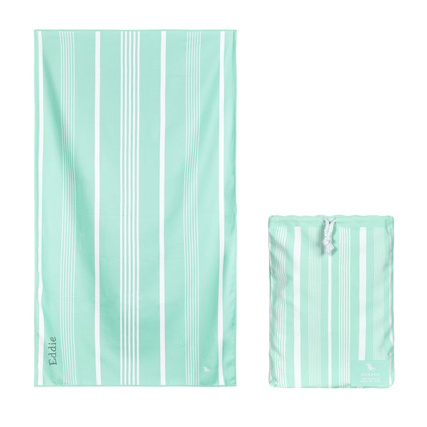 Personalised Waffle Bath Towel - Mint Green (4877607141456)