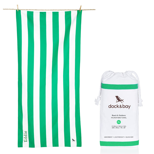 Personalised Micro Fibre Beach Towel - Green (4877092782160)