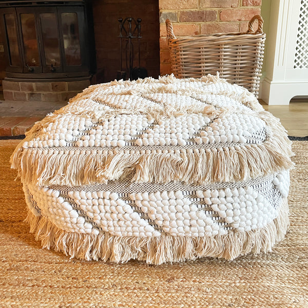 Fringe Floor Cushion Pouffe