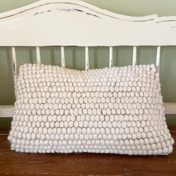 Wool Pom Pom Lumbar Cushion