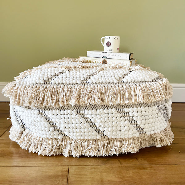 Fringe Floor Cushion Pouffe