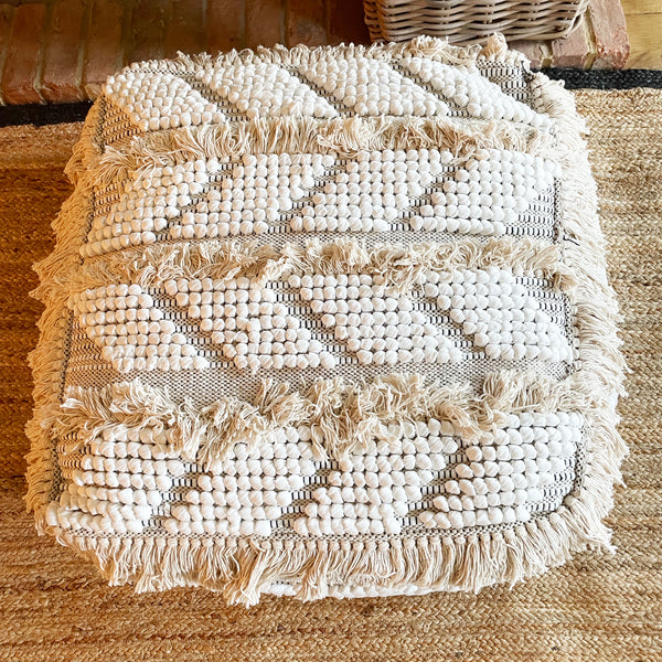 Fringe Floor Cushion Pouffe