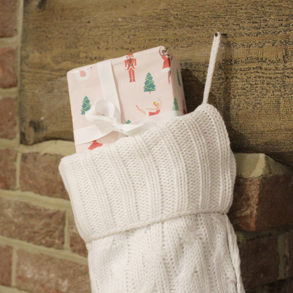 Personalised Cream Knitted Christmas Stocking (6628000333904)