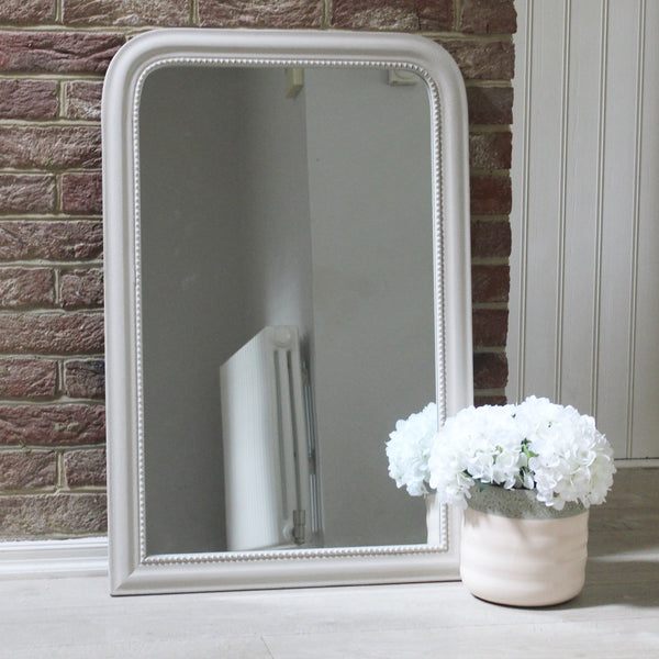 Stoney Grey Wooden Beaded Mirror - 2 sizes (6548195803216)