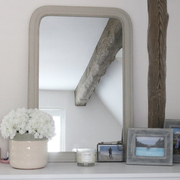 Stoney Grey Wooden Beaded Mirror - 2 sizes (6548195803216)