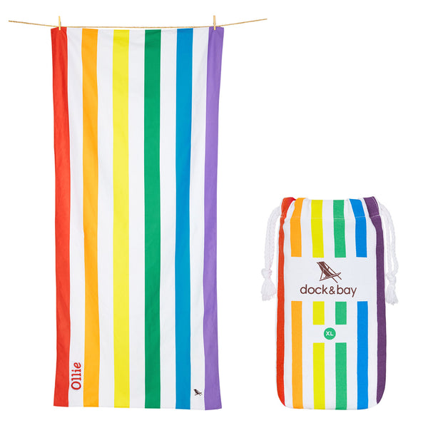 Personalised Micro Fibre Beach Towel - Rainbow (4877093109840)