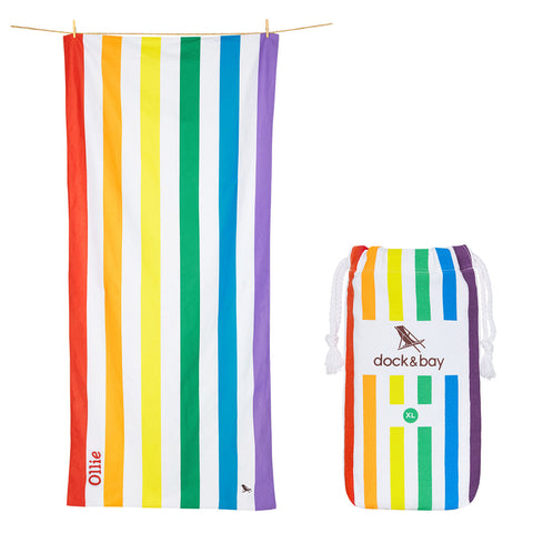 Personalised Micro Fibre Beach Towel - Rainbow (4877093109840)