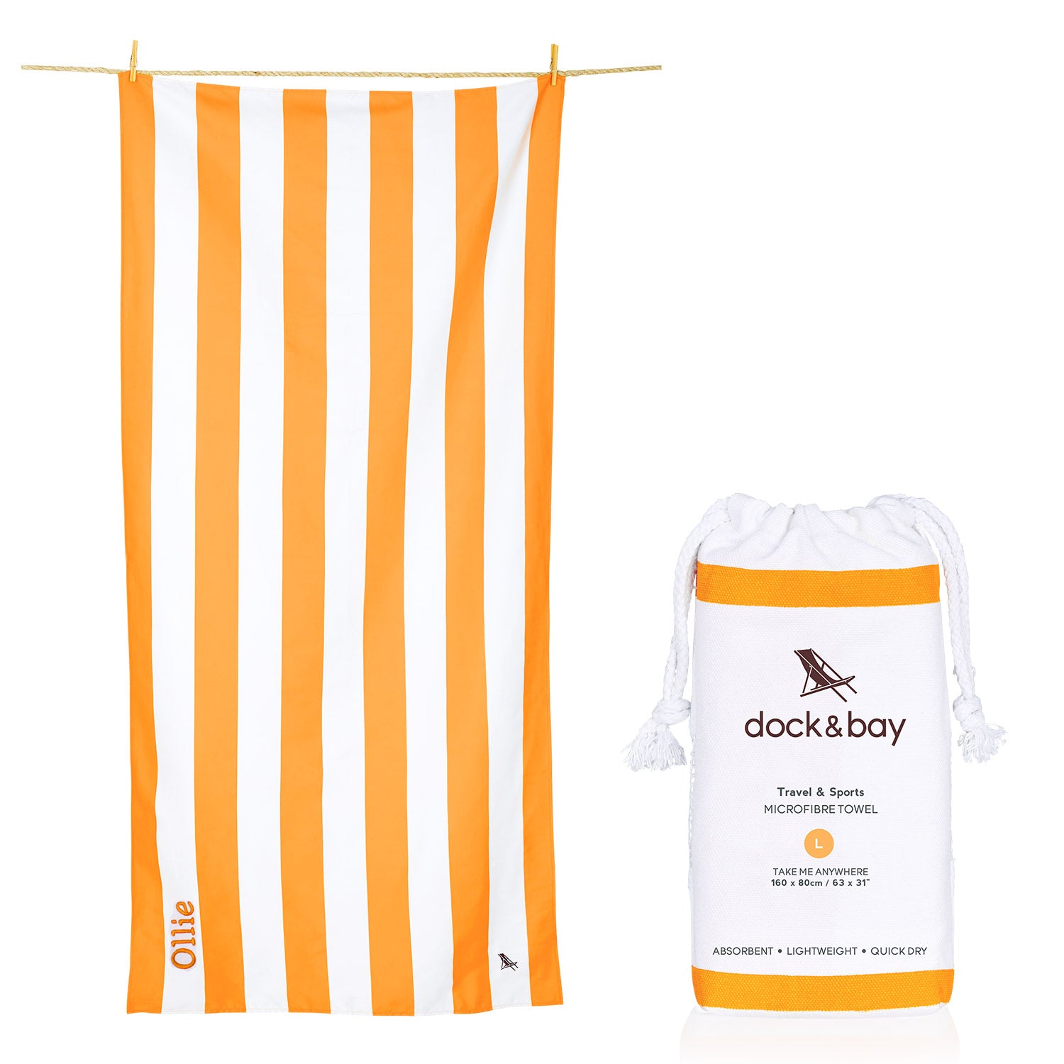 Personalised Micro Fibre Beach Towel - Orange (4877092880464)