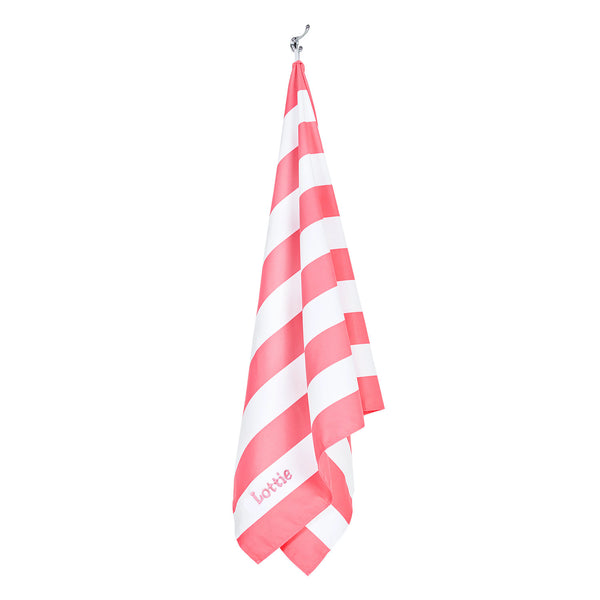 Personalised Micro Fibre Beach Towel - Pale Pink (4877088817232)