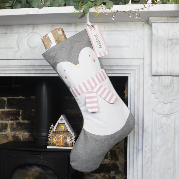 Personalised Animal Character Christmas Stocking - Penguin (6559685214288)