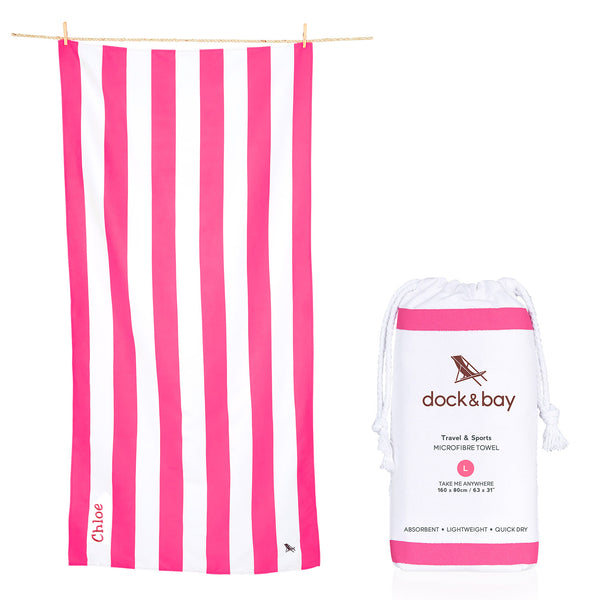 Personalised Micro Fibre Beach Towel - Pink (4877092618320)