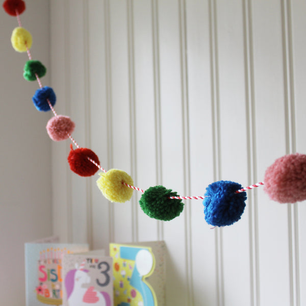 Bright Wool Pom Pom Garland (6641227300944)