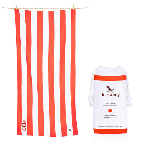 Personalised Micro Fibre Beach Towel - Red (4877090390096)