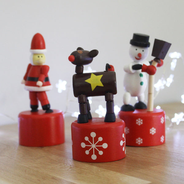 Set of 3 Push Up Wooden Christmas Characters (6559716081744)