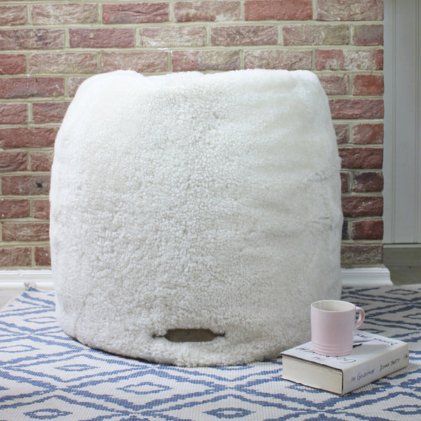 Cream Curly Sheepskin Bean Bag (6568435941456)