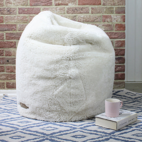 Cream Curly Sheepskin Bean Bag (6568435941456)