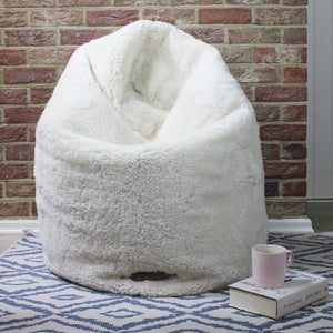 Cream Curly Sheepskin Bean Bag (6568435941456)