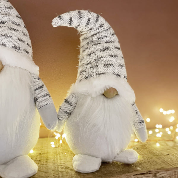 White Knitted Tomte Decoration - 2 Sizes